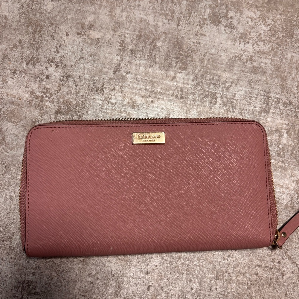 Kate Spade Pink Wallet with Gold Accents